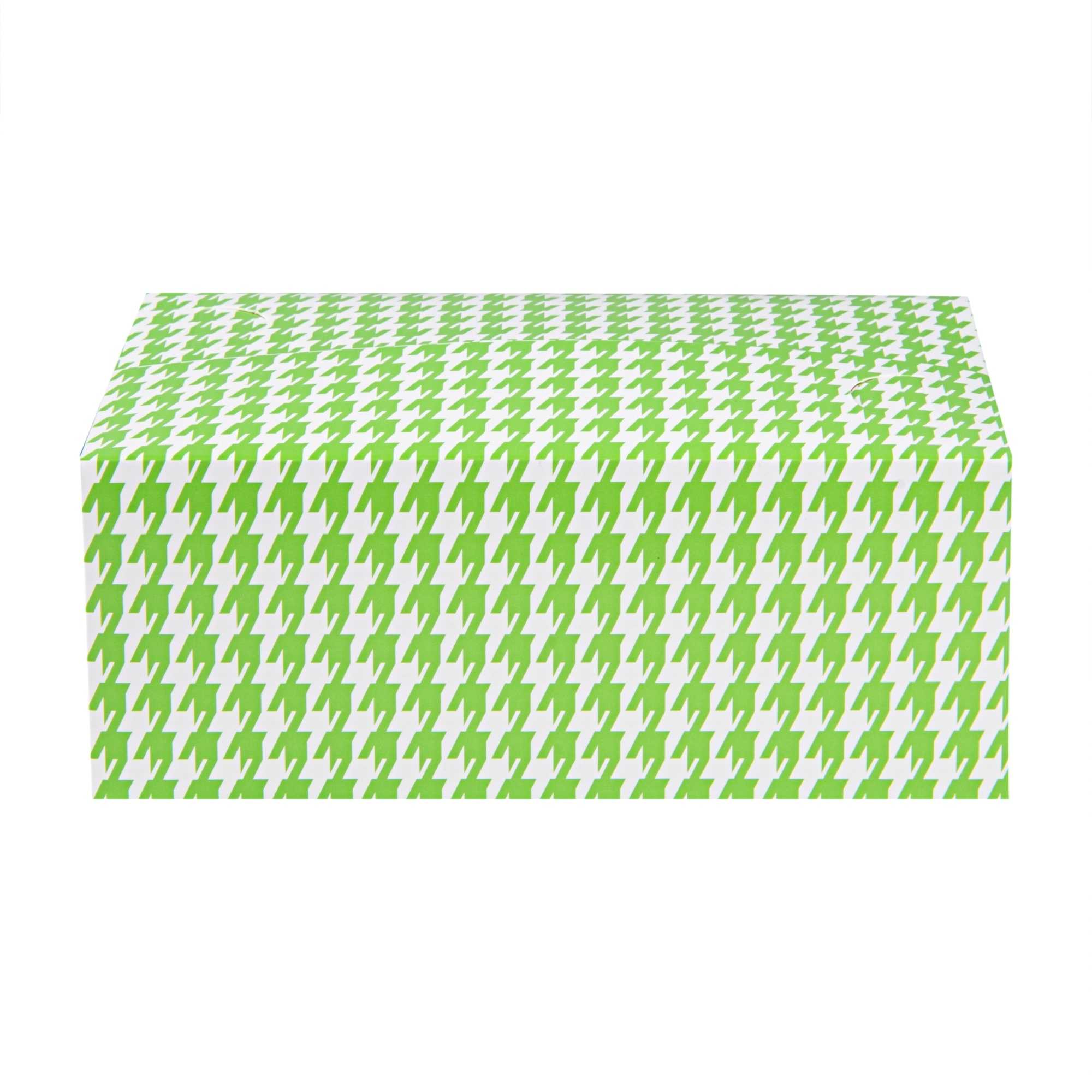 Bio Tek 47 oz Green Houndstooth Paper Lunch / Chicken Box - with Fast Top - 7" x 4 1/2" x 2 3/4" - 100 count box