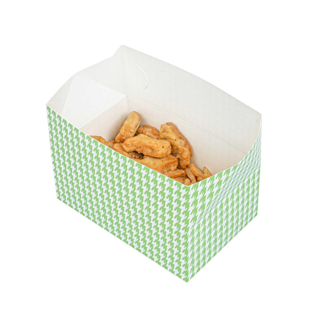 Bio Tek 47 oz Green Houndstooth Paper Lunch / Chicken Box - with Fast Top - 7" x 4 1/2" x 2 3/4" - 400 count box