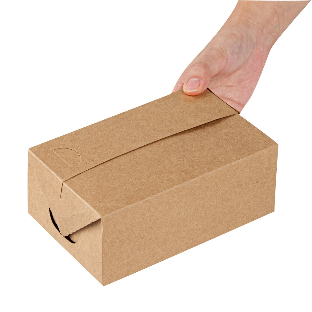 Bio Tek 47 oz Kraft Paper Lunch / Chicken Box - with Fast Top - 7" x 4 1/2" x 2 3/4" - 100 count box