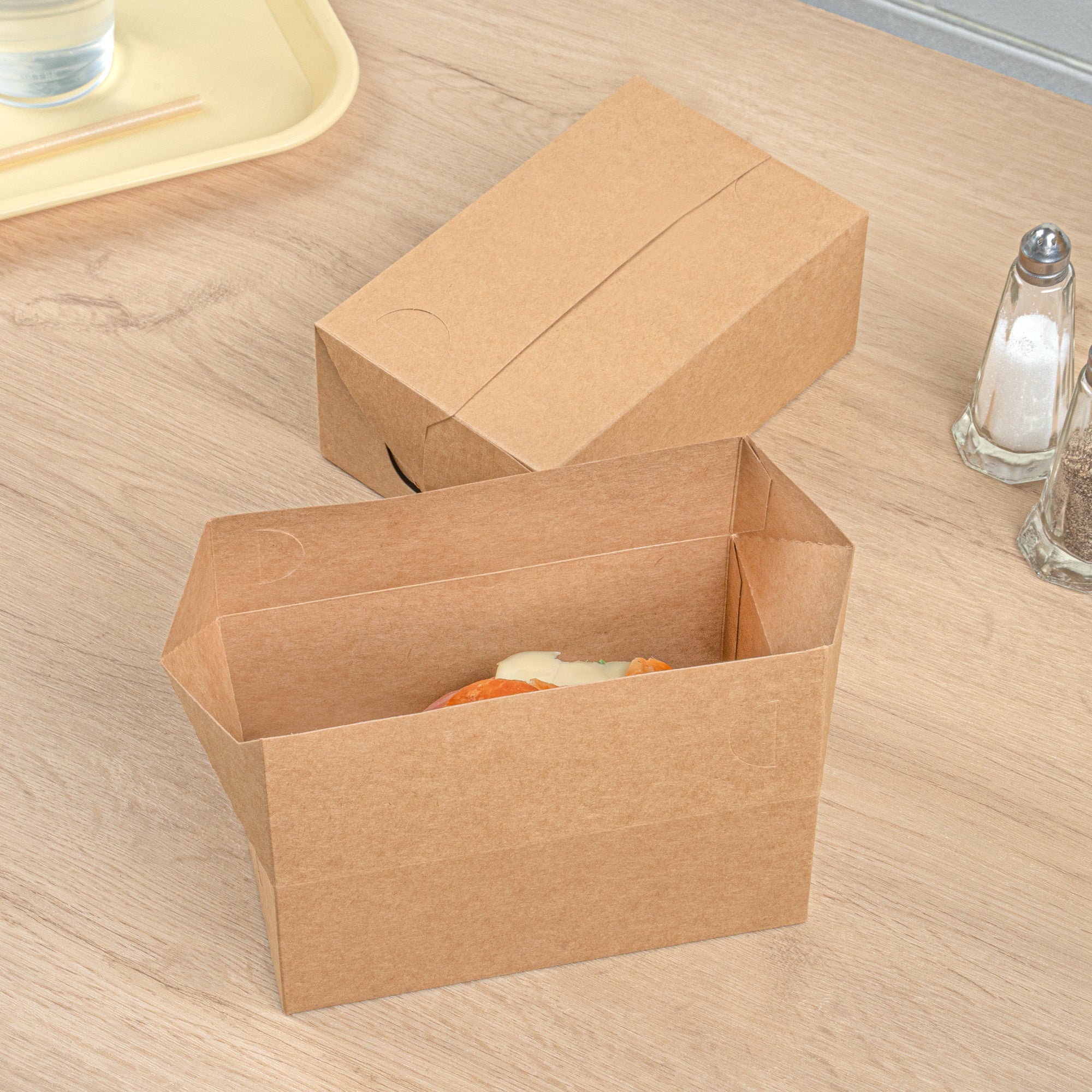 Bio Tek 47 oz Kraft Paper Lunch / Chicken Box - with Fast Top - 7" x 4 1/2" x 2 3/4" - 100 count box