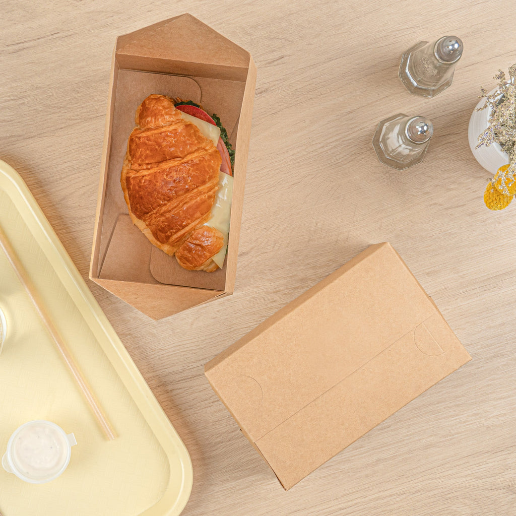 Bio Tek 47 oz Kraft Paper Lunch / Chicken Box - with Fast Top - 7" x 4 1/2" x 2 3/4" - 100 count box