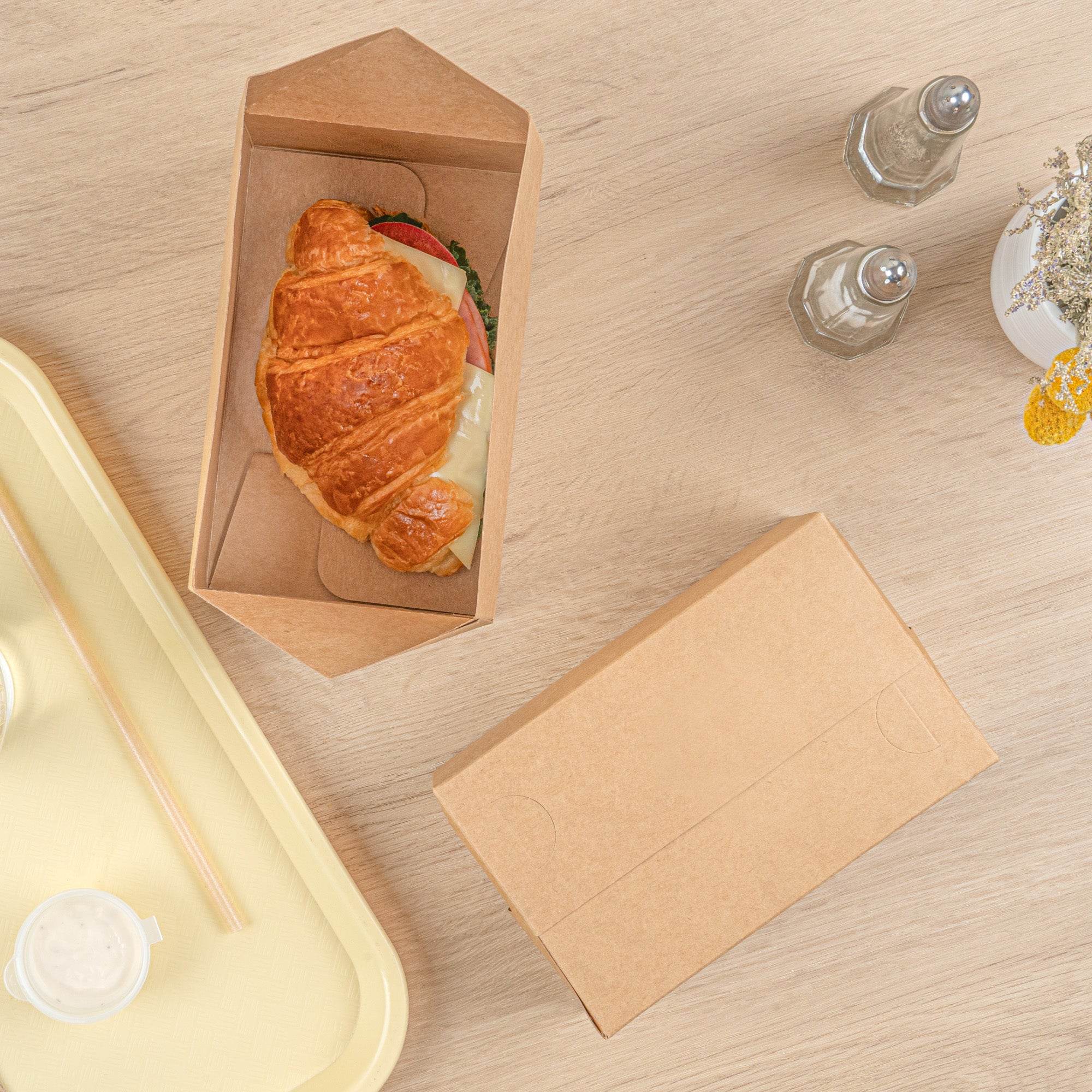 Bio Tek 47 oz Kraft Paper Lunch / Chicken Box - with Fast Top - 7" x 4 1/2" x 2 3/4" - 100 count box