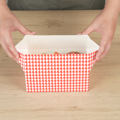 Bio Tek 47 oz Red Houndstooth Paper Lunch / Chicken Box - with Fast Top - 7" x 4 1/2" x 2 3/4" - 400 count box