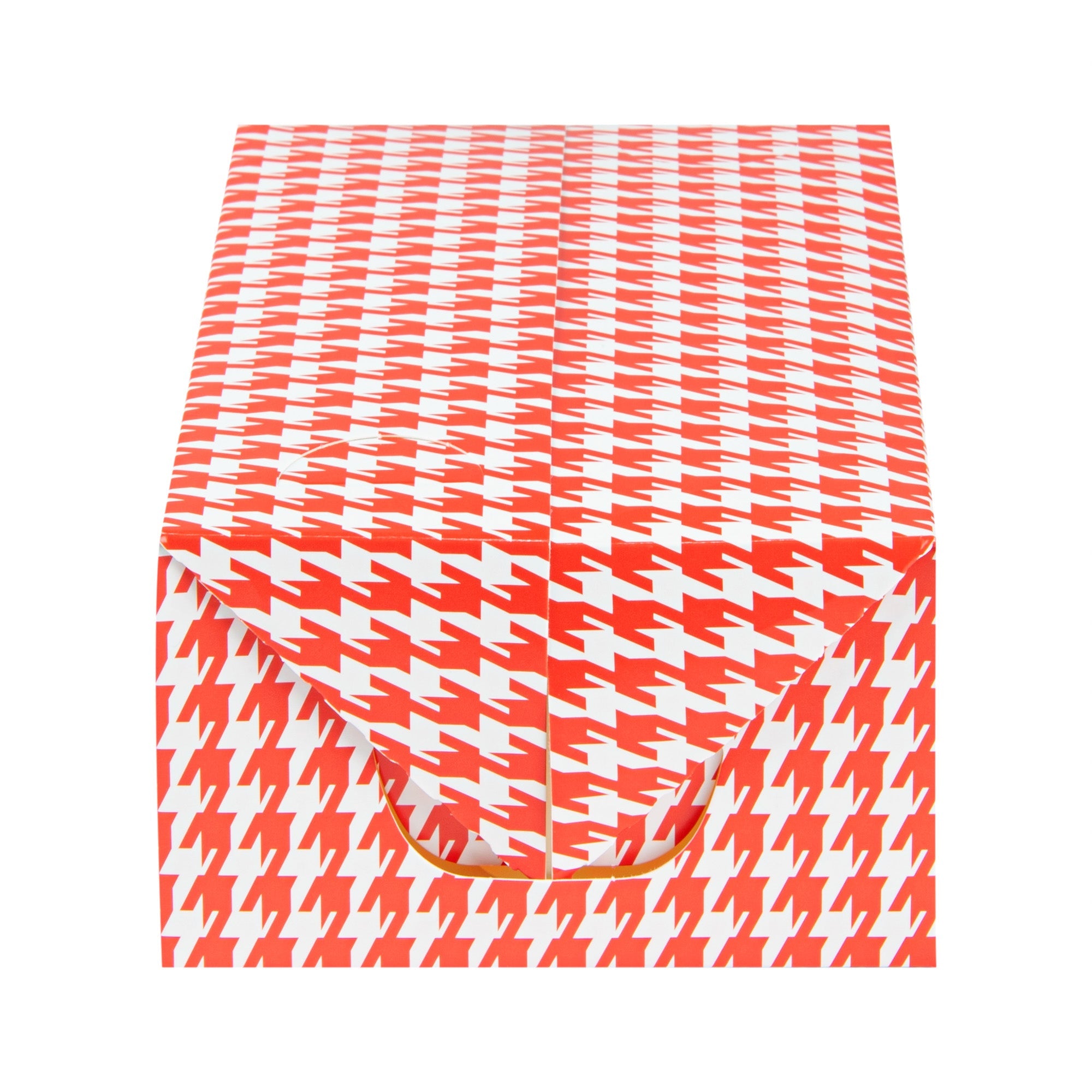 Bio Tek 47 oz Red Houndstooth Paper Lunch / Chicken Box - with Fast Top - 7" x 4 1/2" x 2 3/4" - 400 count box