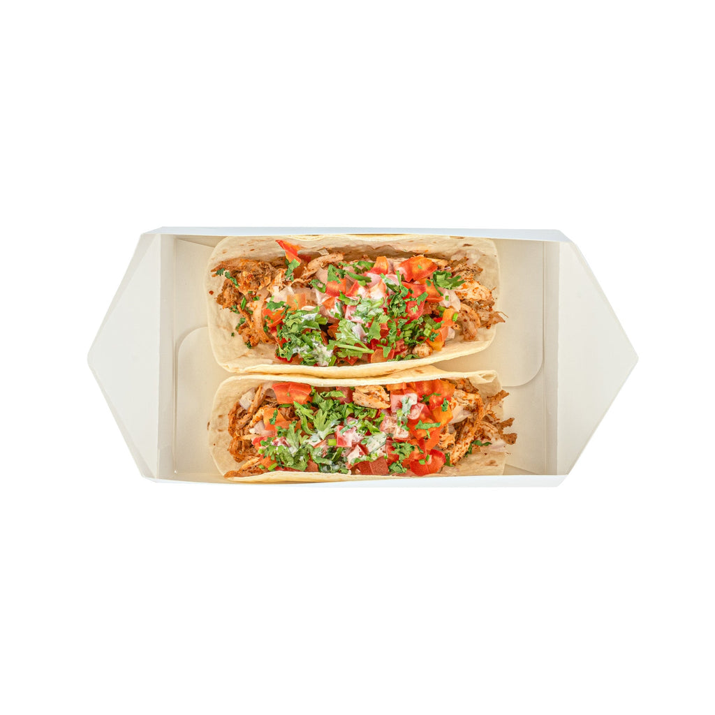 Bio Tek 47 oz White Paper Lunch / Chicken Box - with Fast Top - 7" x 4 1/2" x 2 3/4" - 100 count box