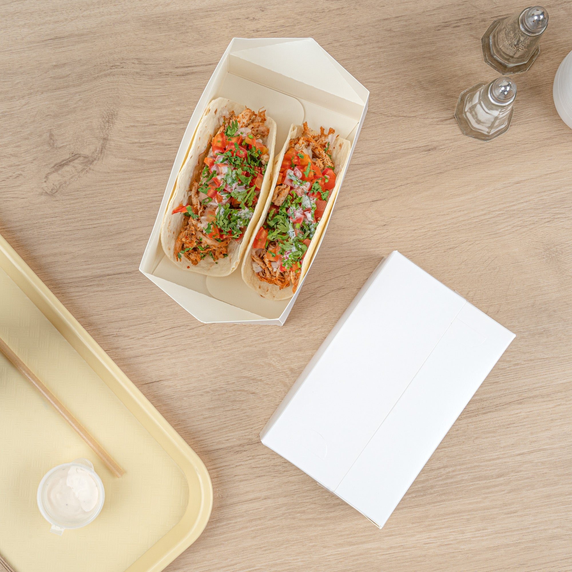 Bio Tek 47 oz White Paper Lunch / Chicken Box - with Fast Top - 7" x 4 1/2" x 2 3/4" - 100 count box
