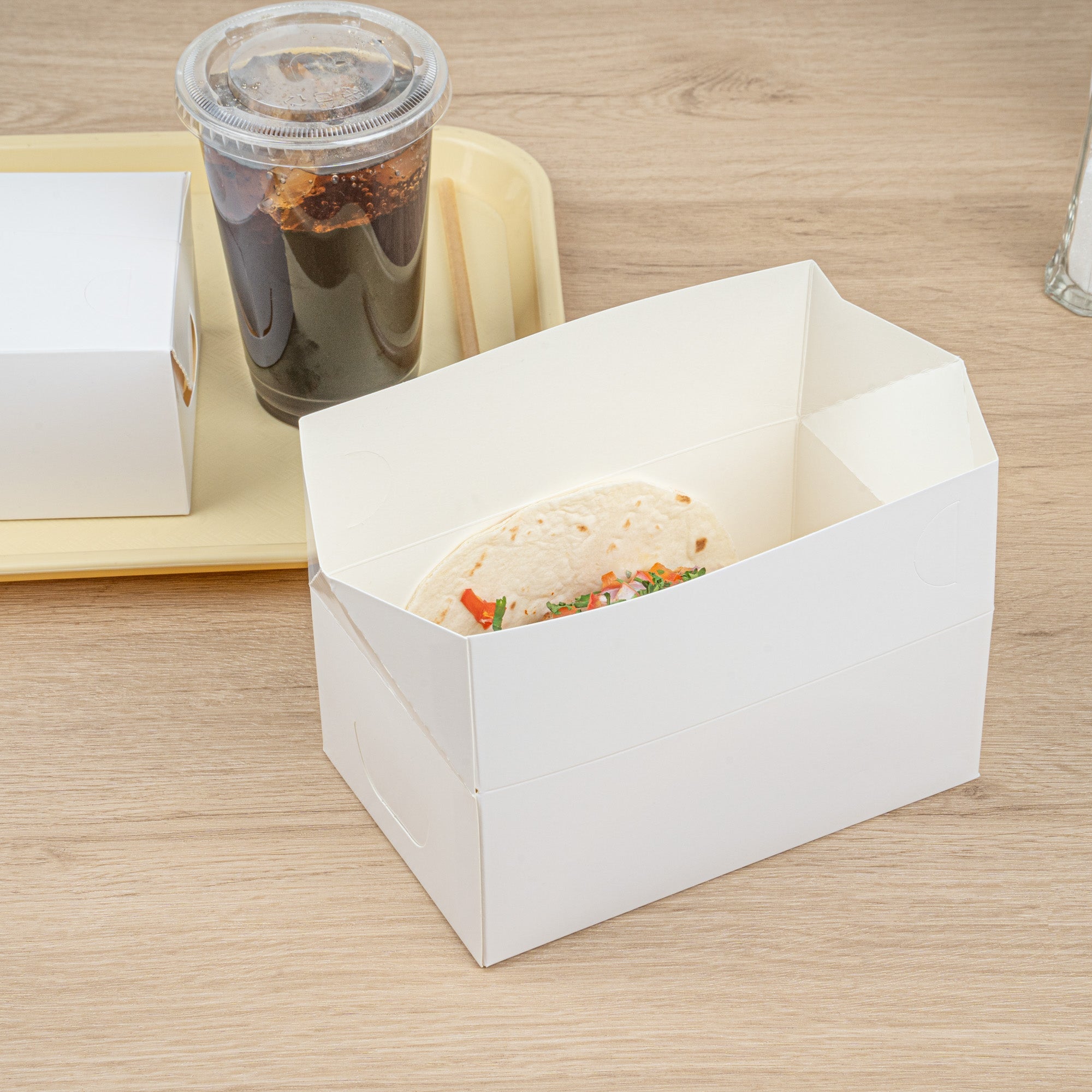 Bio Tek 47 oz White Paper Lunch / Chicken Box - with Fast Top - 7" x 4 1/2" x 2 3/4" - 400 count box