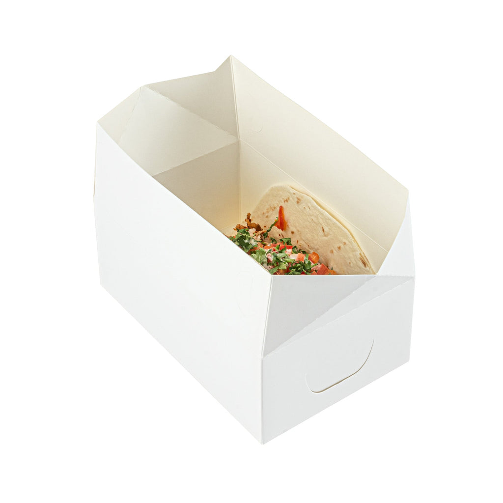 Bio Tek 47 oz White Paper Lunch / Chicken Box - with Fast Top - 7" x 4 1/2" x 2 3/4" - 400 count box