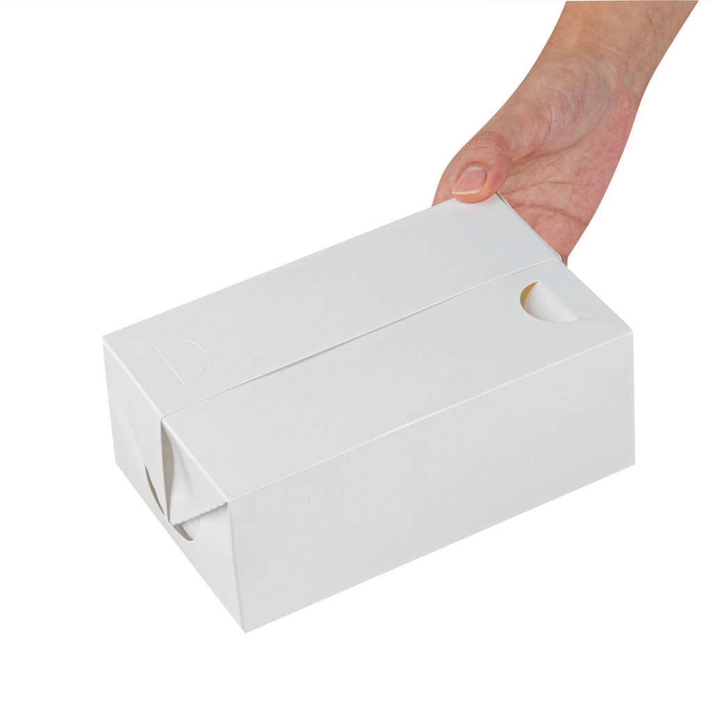 Bio Tek 47 oz White Paper Lunch / Chicken Box - with Fast Top - 7" x 4 1/2" x 2 3/4" - 400 count box