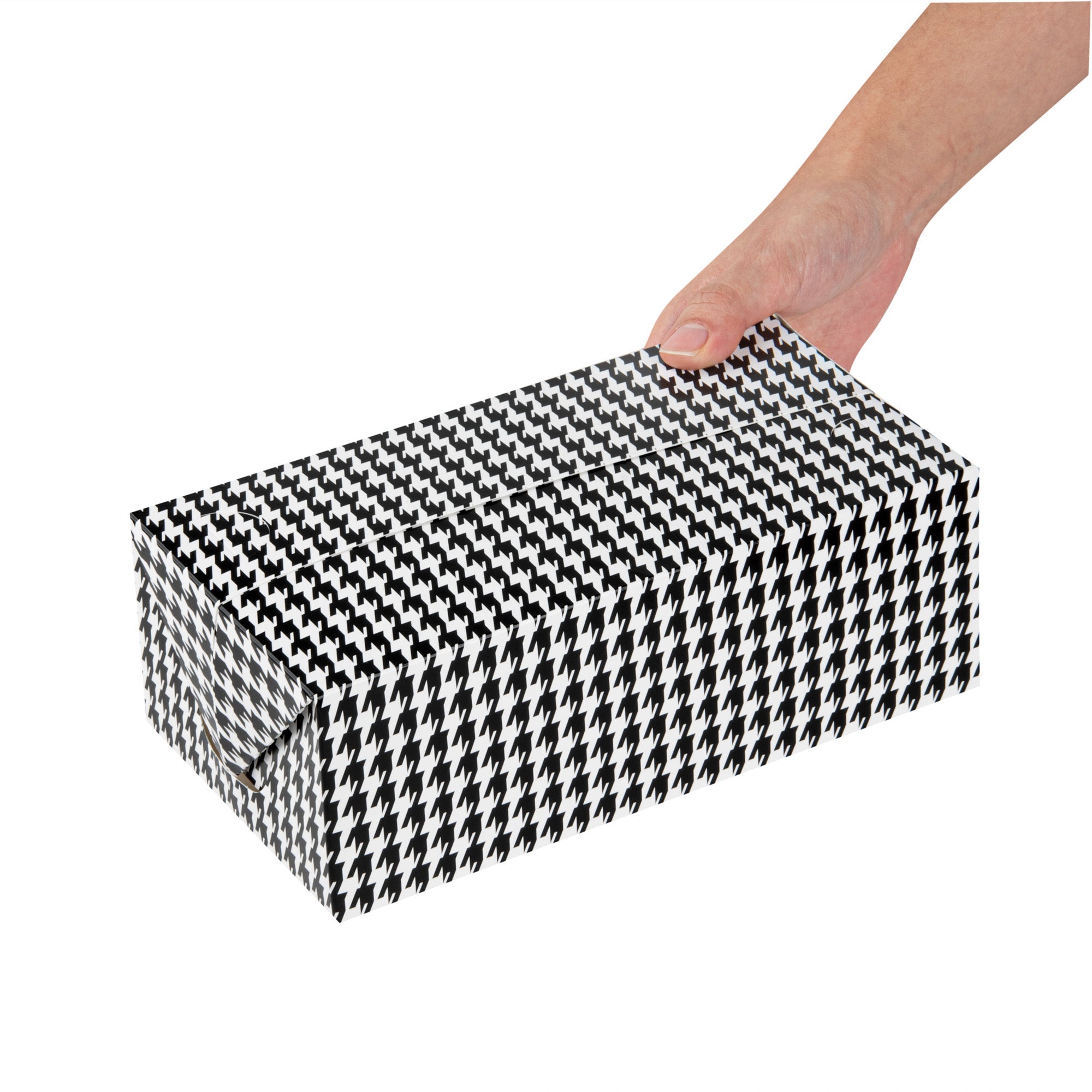 Bio Tek 71 oz Black Houndstooth Paper Lunch / Chicken Box - with Fast Top - 8 3/4" x 5" x 3" - 400 count box
