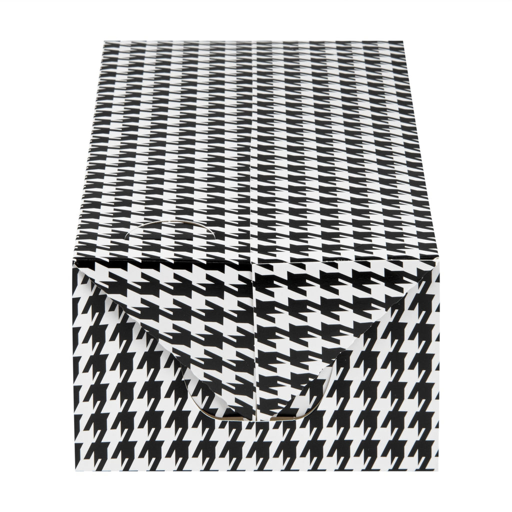 Bio Tek 71 oz Black Houndstooth Paper Lunch / Chicken Box - with Fast Top - 8 3/4" x 5" x 3" - 400 count box