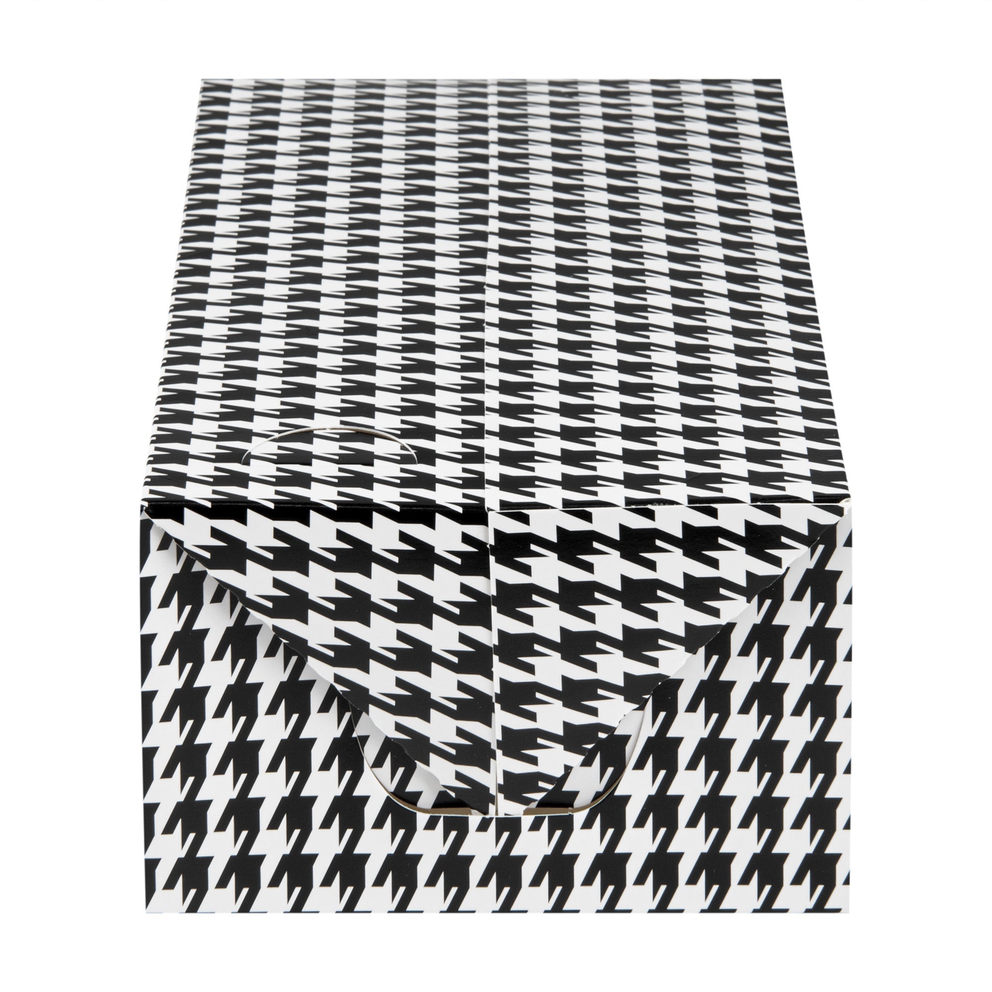 Bio Tek 71 oz Black Houndstooth Paper Lunch / Chicken Box - with Fast Top - 8 3/4" x 5" x 3" - 400 count box
