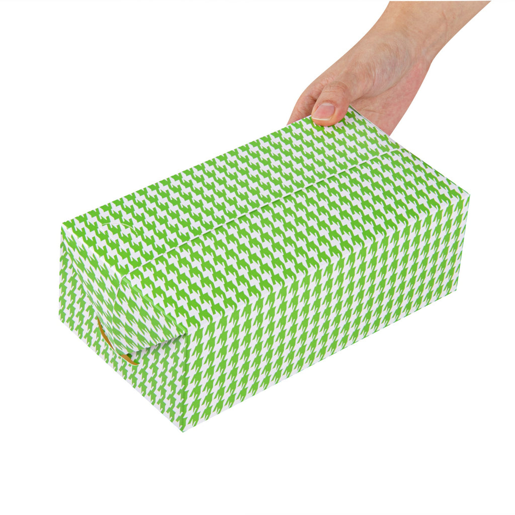Bio Tek 71 oz Green Houndstooth Paper Lunch / Chicken Box - with Fast Top - 8 3/4" x 5" x 3" - 100 count box