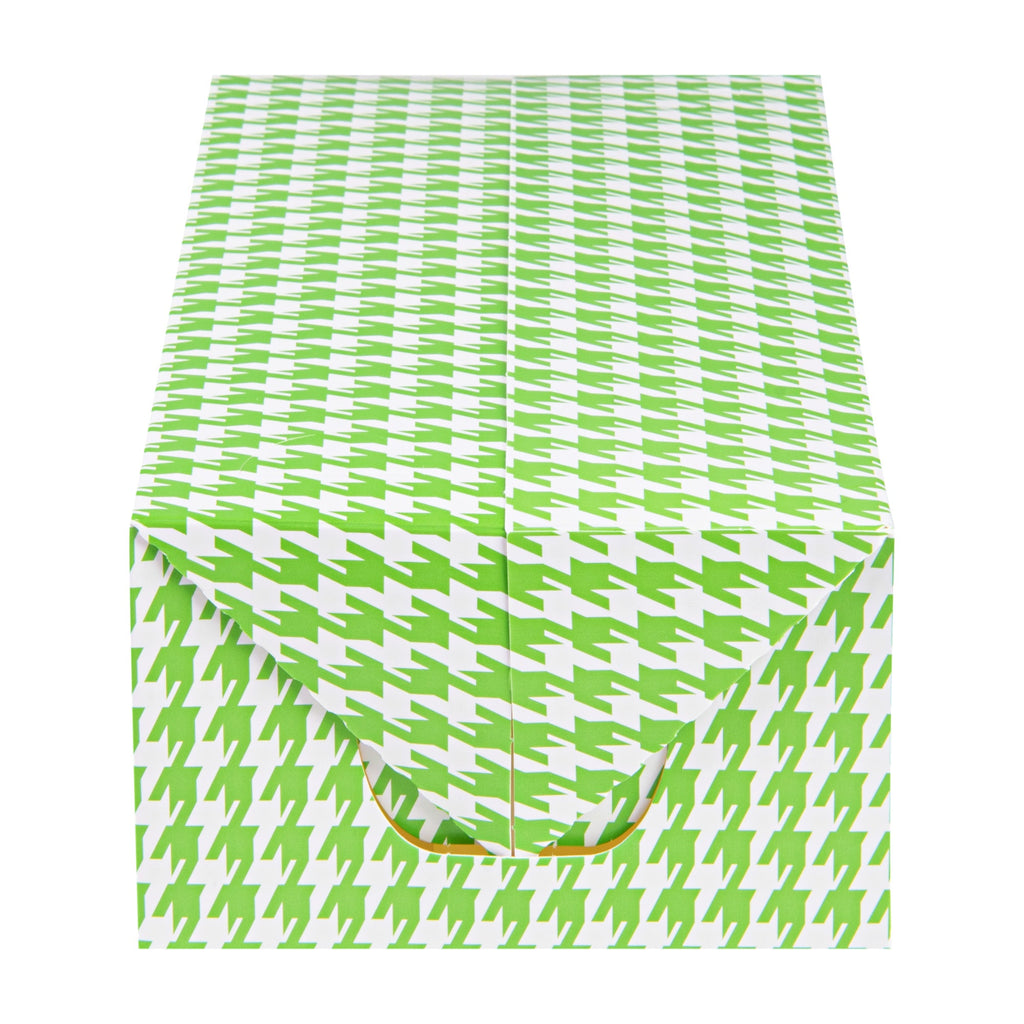 Bio Tek 71 oz Green Houndstooth Paper Lunch / Chicken Box - with Fast Top - 8 3/4" x 5" x 3" - 100 count box