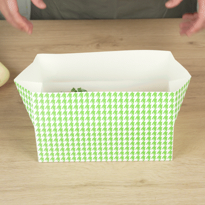 Bio Tek 71 oz Green Houndstooth Paper Lunch / Chicken Box - with Fast Top - 8 3/4" x 5" x 3" - 400 count box
