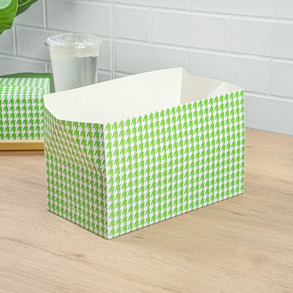 Bio Tek 71 oz Green Houndstooth Paper Lunch / Chicken Box - with Fast Top - 8 3/4" x 5" x 3" - 400 count box