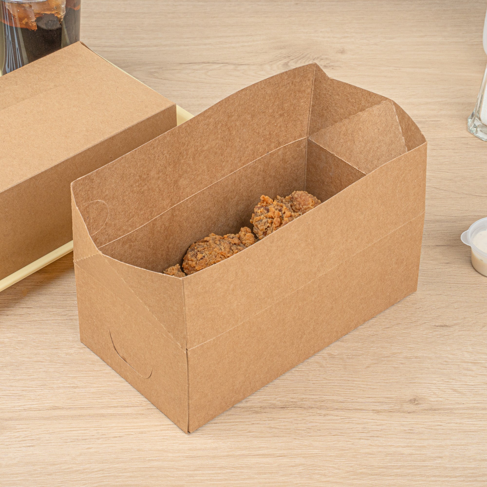 Bio Tek 71 oz Kraft Paper Lunch / Chicken Box - with Fast Top - 8 3/4" x 5" x 3" - 400 count box