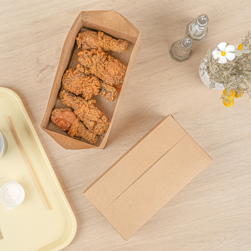 Bio Tek 71 oz Kraft Paper Lunch / Chicken Box - with Fast Top - 8 3/4" x 5" x 3" - 400 count box