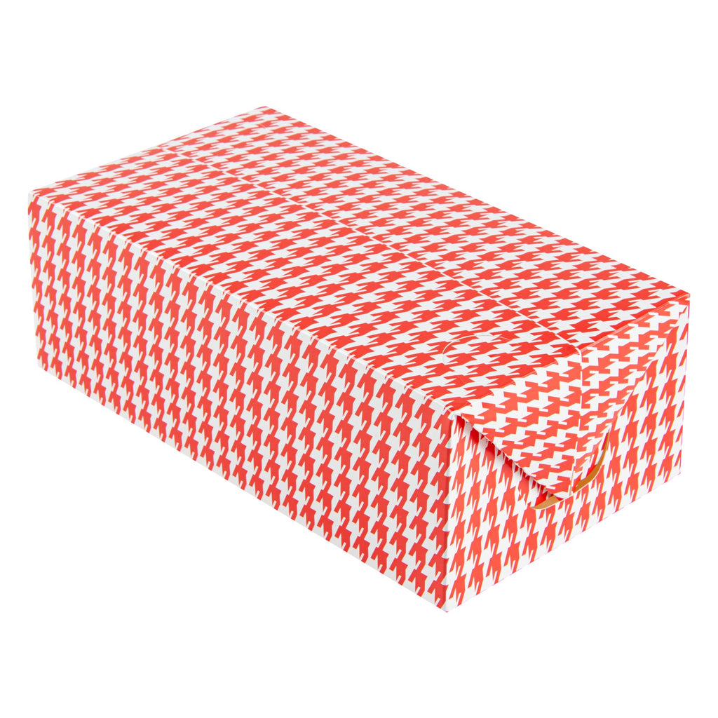Bio Tek 71 oz Red Houndstooth Paper Lunch / Chicken Box - with Fast Top - 8 3/4" x 5" x 3" - 100 count box