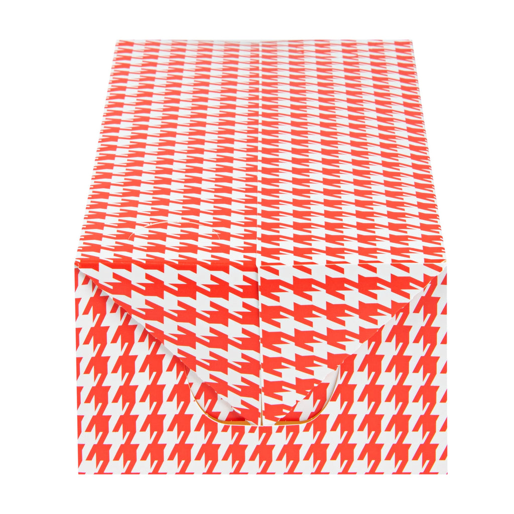 Bio Tek 71 oz Red Houndstooth Paper Lunch / Chicken Box - with Fast Top - 8 3/4" x 5" x 3" - 100 count box