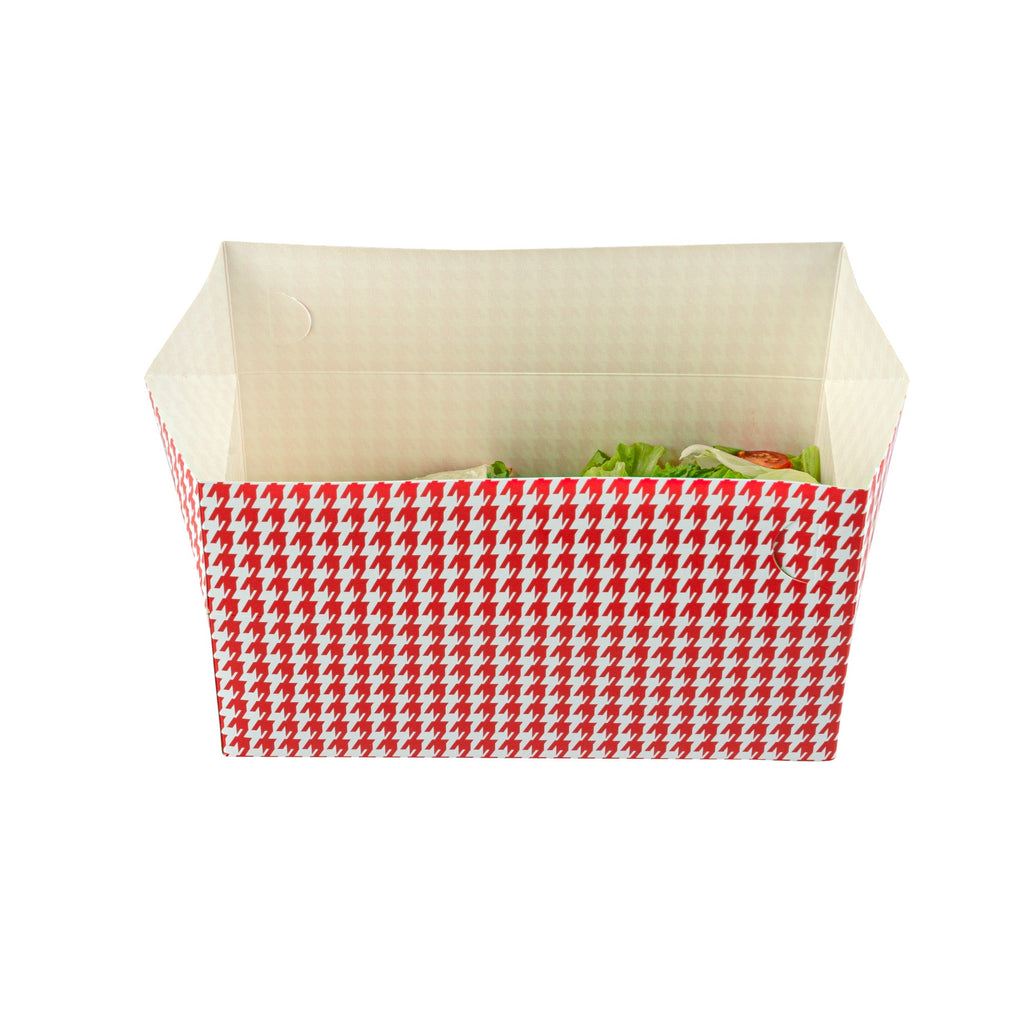 Bio Tek 71 oz Red Houndstooth Paper Lunch / Chicken Box - with Fast Top - 8 3/4" x 5" x 3" - 400 count box
