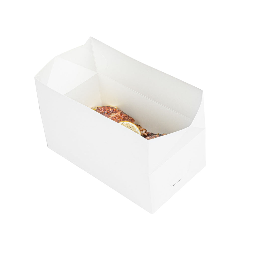 Bio Tek 71 oz White Paper Lunch / Chicken Box - with Fast Top - 8 3/4" x 5" x 3" - 100 count box