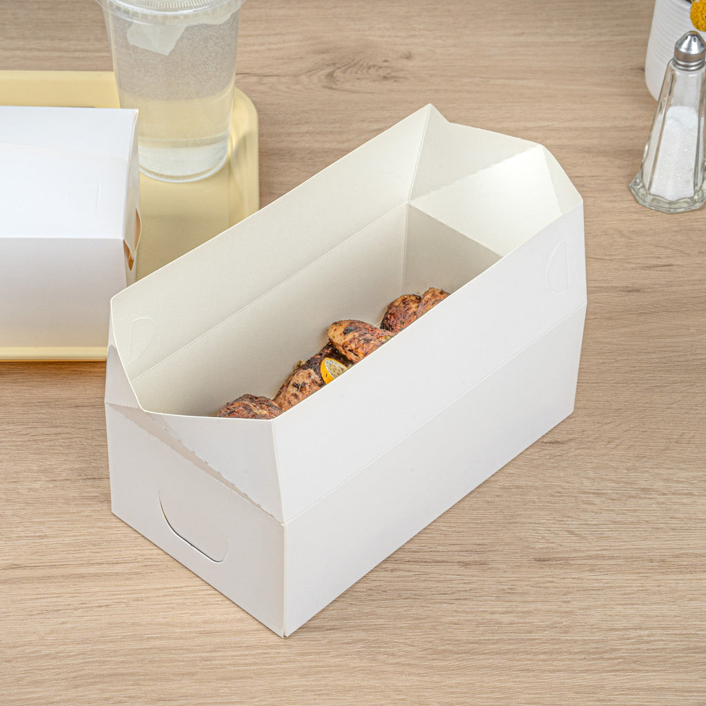 Bio Tek 71 oz White Paper Lunch / Chicken Box - with Fast Top - 8 3/4" x 5" x 3" - 400 count box