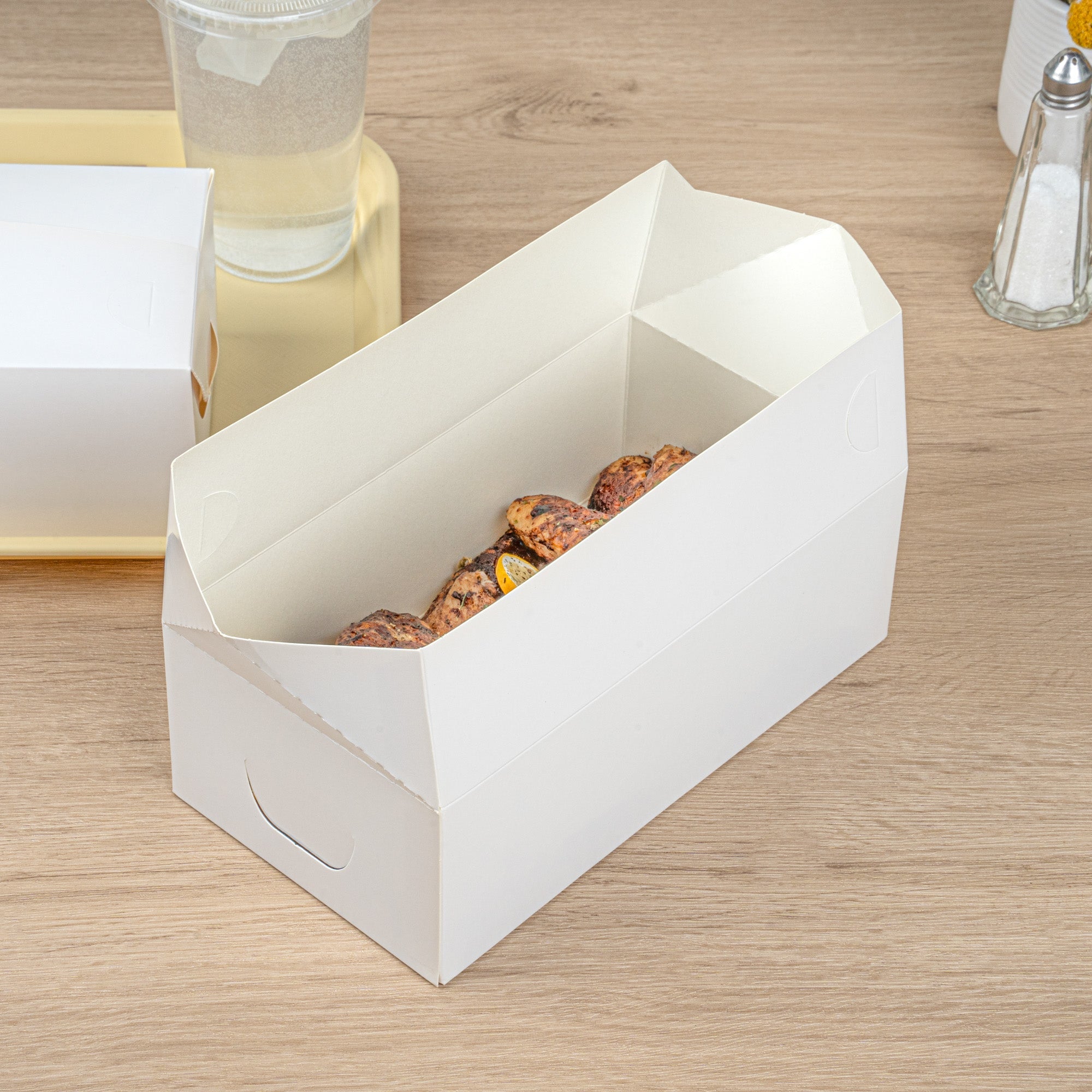 Bio Tek 71 oz White Paper Lunch / Chicken Box - with Fast Top - 8 3/4" x 5" x 3" - 400 count box