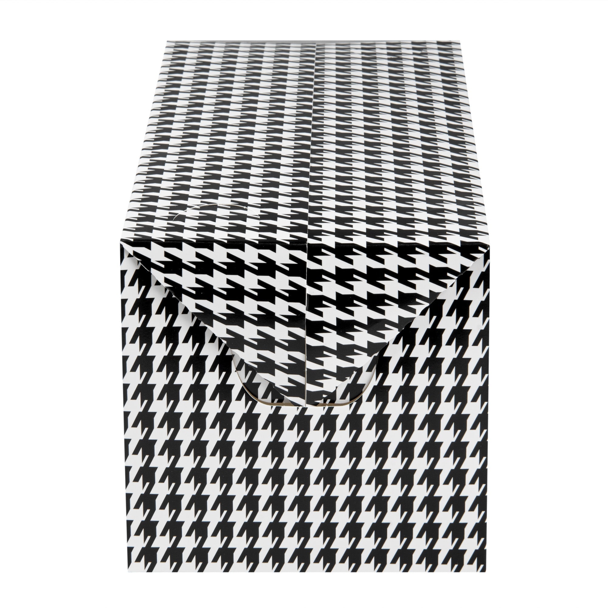 Bio Tek 80 oz Black Houndstooth Paper Lunch / Chicken Box - with Fast Top - 9" x 5" x 5" - 100 count box