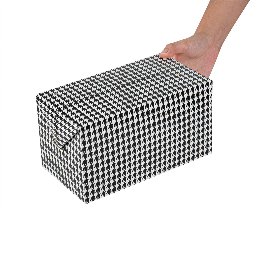 Bio Tek 80 oz Black Houndstooth Paper Lunch / Chicken Box - with Fast Top - 9" x 5" x 5" - 400 count box
