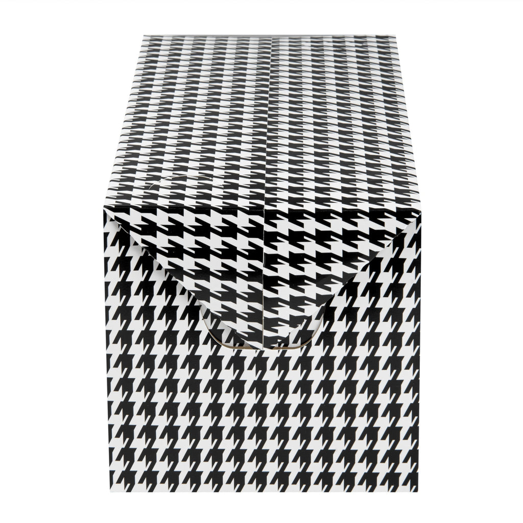 Bio Tek 80 oz Black Houndstooth Paper Lunch / Chicken Box - with Fast Top - 9" x 5" x 5" - 400 count box