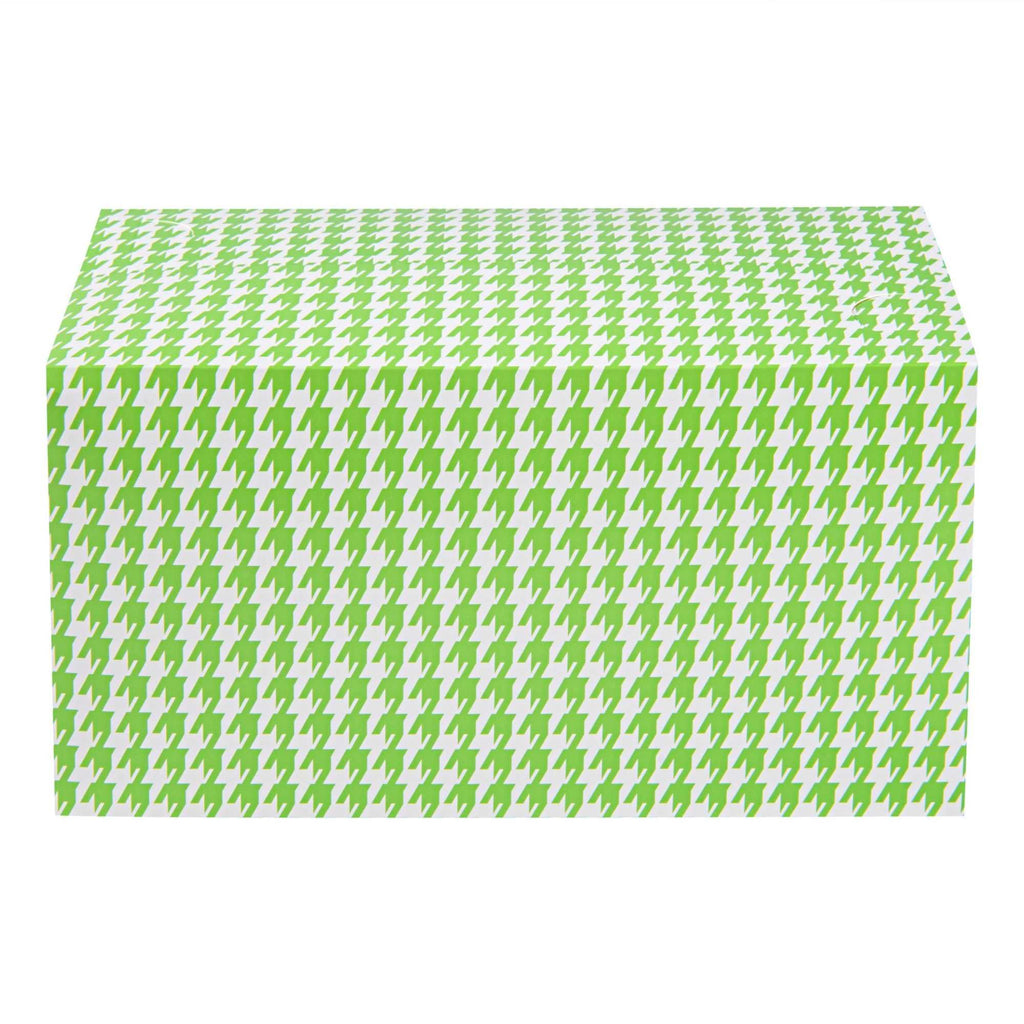 Bio Tek 80 oz Green Houndstooth Paper Lunch / Chicken Box - with Fast Top - 9" x 5" x 5" - 400 count box