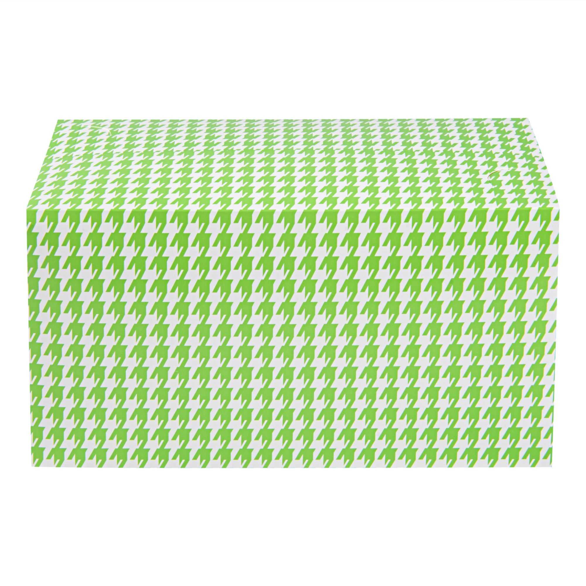 Bio Tek 80 oz Green Houndstooth Paper Lunch / Chicken Box - with Fast Top - 9" x 5" x 5" - 400 count box