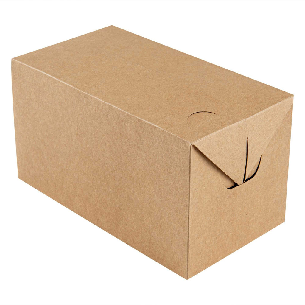 Bio Tek 80 oz Kraft Paper Lunch / Chicken Box - with Fast Top - 9" x 5" x 5" - 100 count box