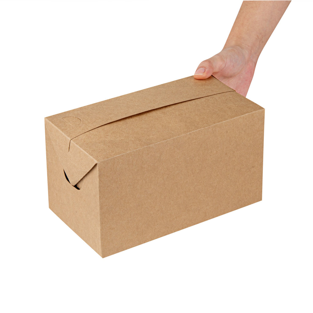 Bio Tek 80 oz Kraft Paper Lunch / Chicken Box - with Fast Top - 9" x 5" x 5" - 100 count box