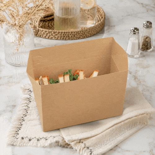 Bio Tek 80 oz Kraft Paper Lunch / Chicken Box - with Fast Top - 9" x 5" x 5" - 100 count box