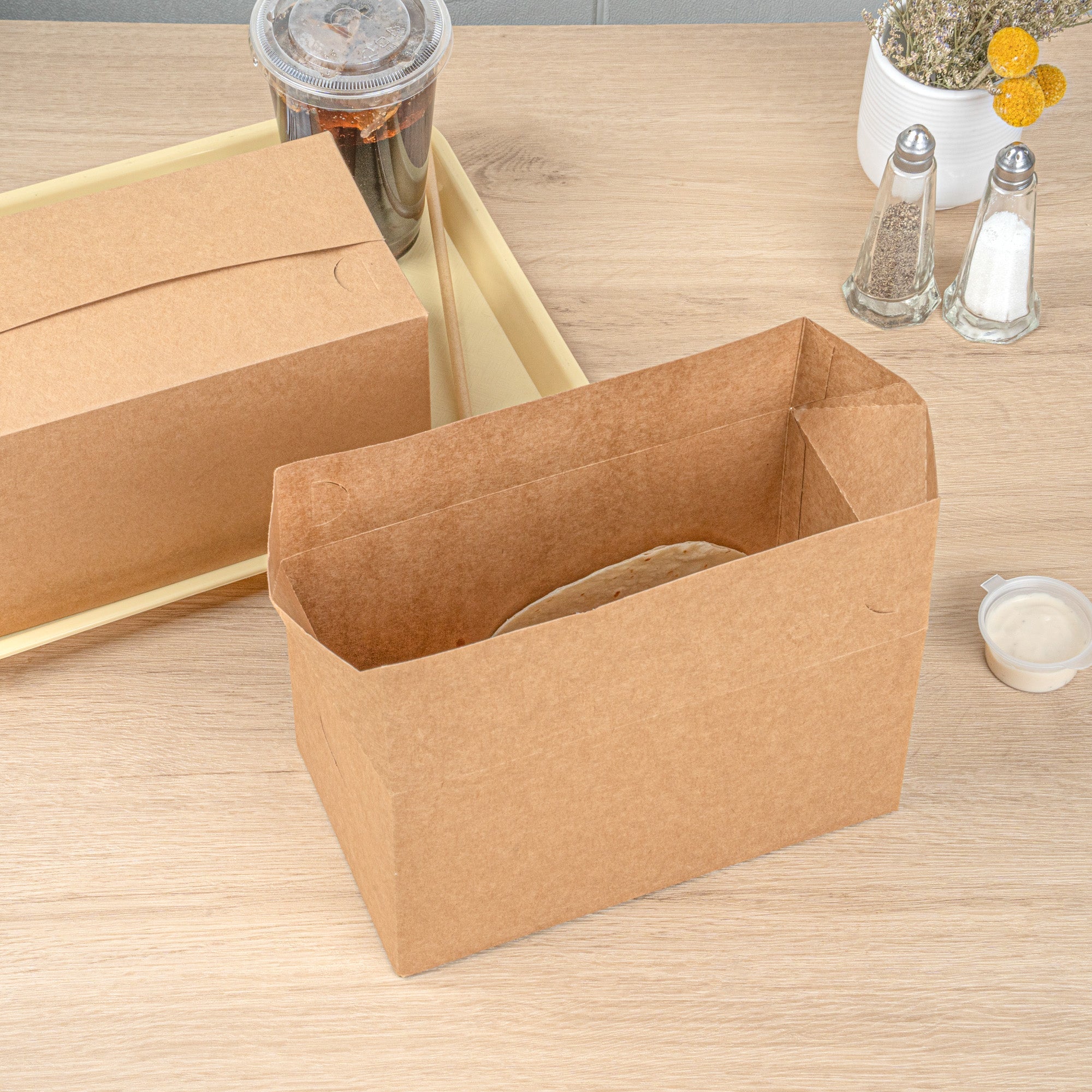 Bio Tek 80 oz Kraft Paper Lunch / Chicken Box - with Fast Top - 9" x 5" x 5" - 100 count box