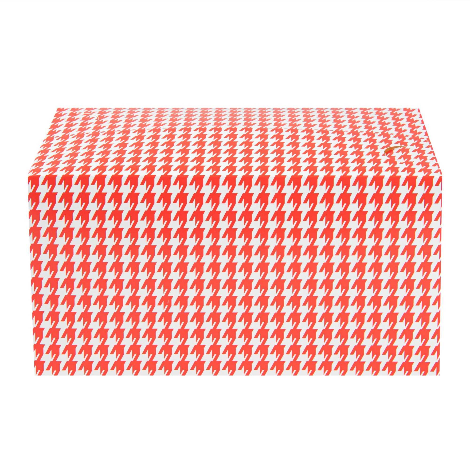 Bio Tek 80 oz Red Houndstooth Paper Lunch / Chicken Box - with Fast Top - 9" x 5" x 5" - 100 count box