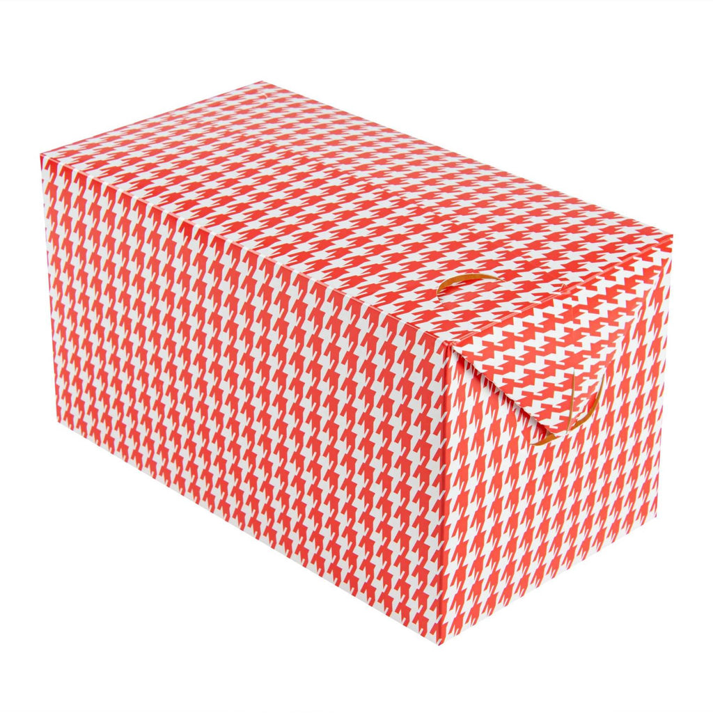 Bio Tek 80 oz Red Houndstooth Paper Lunch / Chicken Box - with Fast Top - 9" x 5" x 5" - 100 count box
