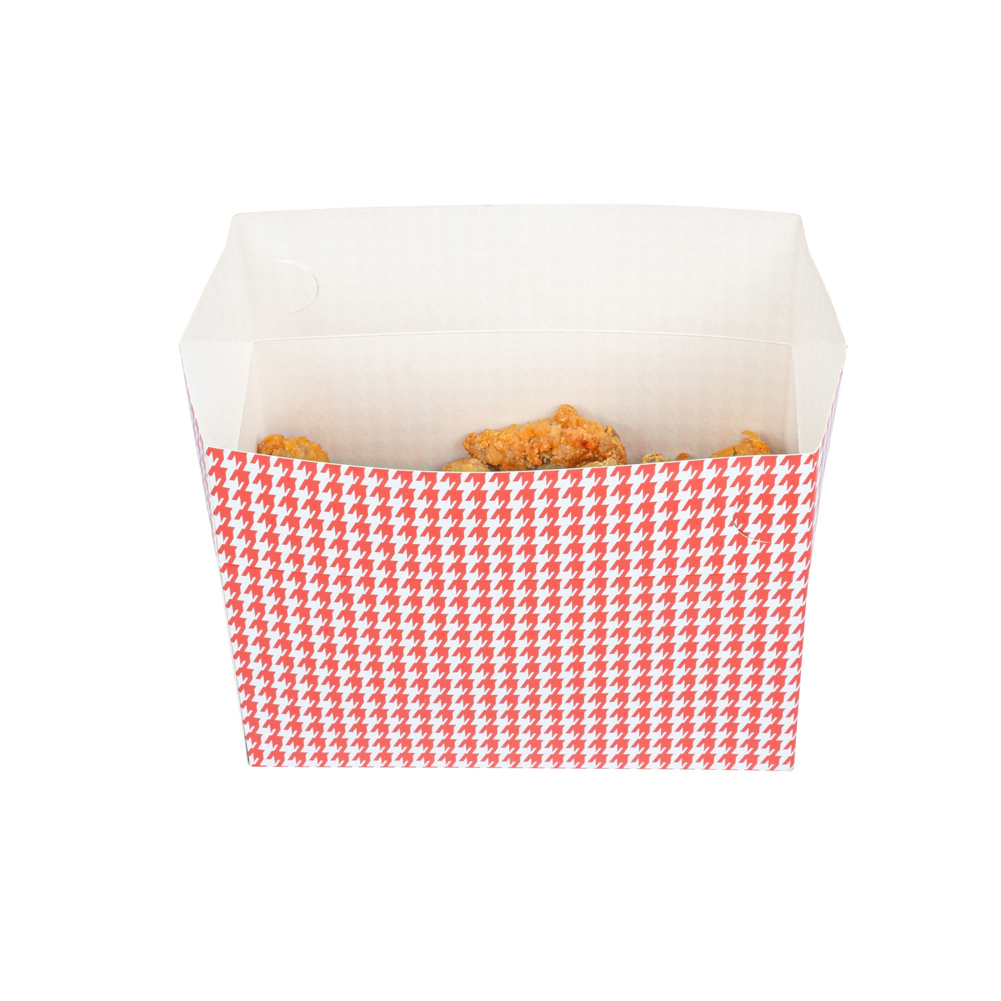 Bio Tek 80 oz Red Houndstooth Paper Lunch / Chicken Box - with Fast Top - 9" x 5" x 5" - 100 count box