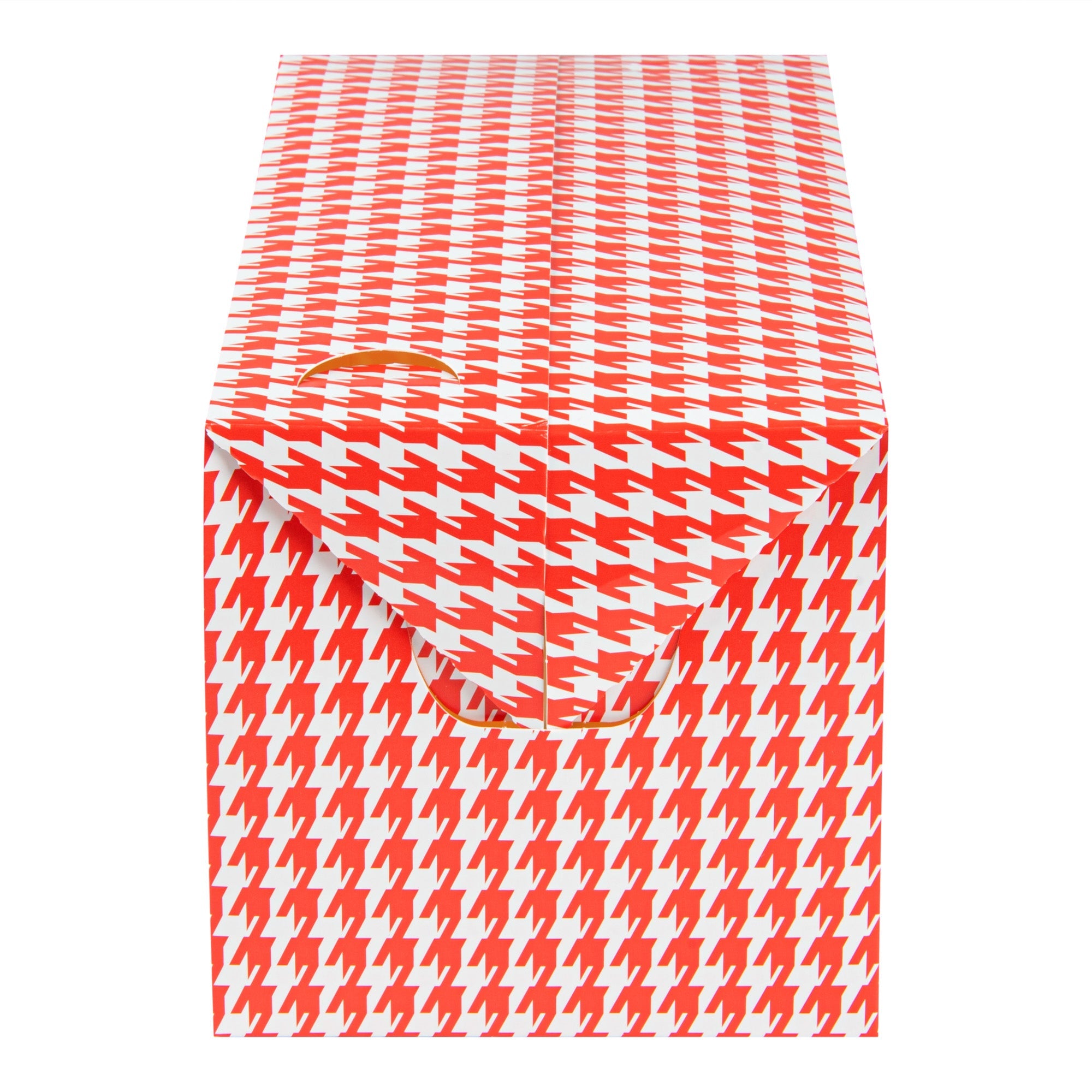 Bio Tek 80 oz Red Houndstooth Paper Lunch / Chicken Box - with Fast Top - 9" x 5" x 5" - 100 count box