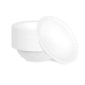 Pulp Safe No PFAS Added 16 oz White Sugarcane / Bagasse Bowl - Home Compostable, with Diamond Rim - 6 3/4" x 6 3/4" x 2" - 25 count box