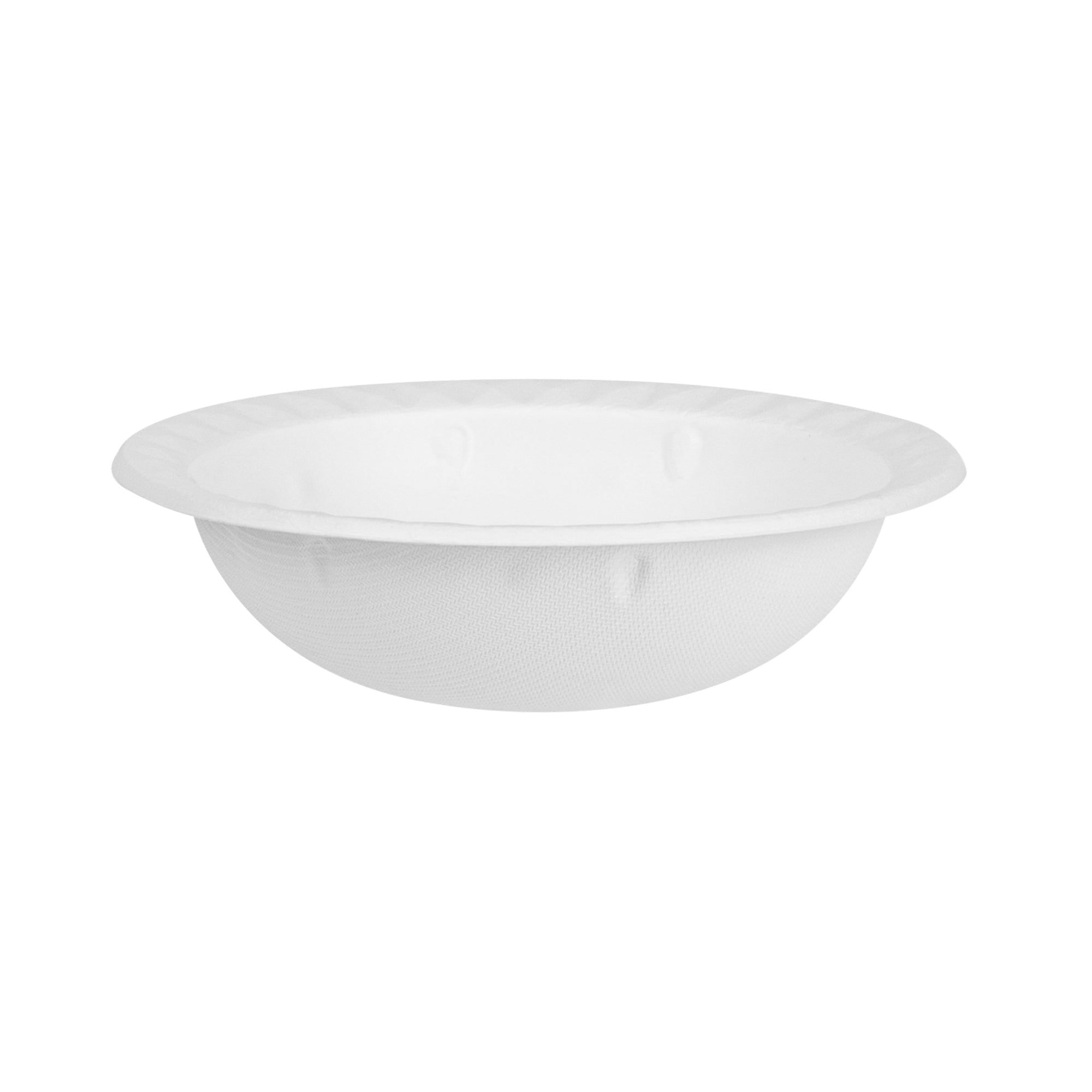 Pulp Safe No PFAS Added 16 oz White Sugarcane / Bagasse Bowl - Home Compostable, with Diamond Rim - 6 3/4" x 6 3/4" x 2" - 25 count box
