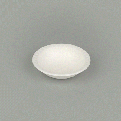 Pulp Safe No PFAS Added 16 oz White Sugarcane / Bagasse Bowl - Home Compostable, with Diamond Rim - 6 3/4" x 6 3/4" x 2" - 100 count box