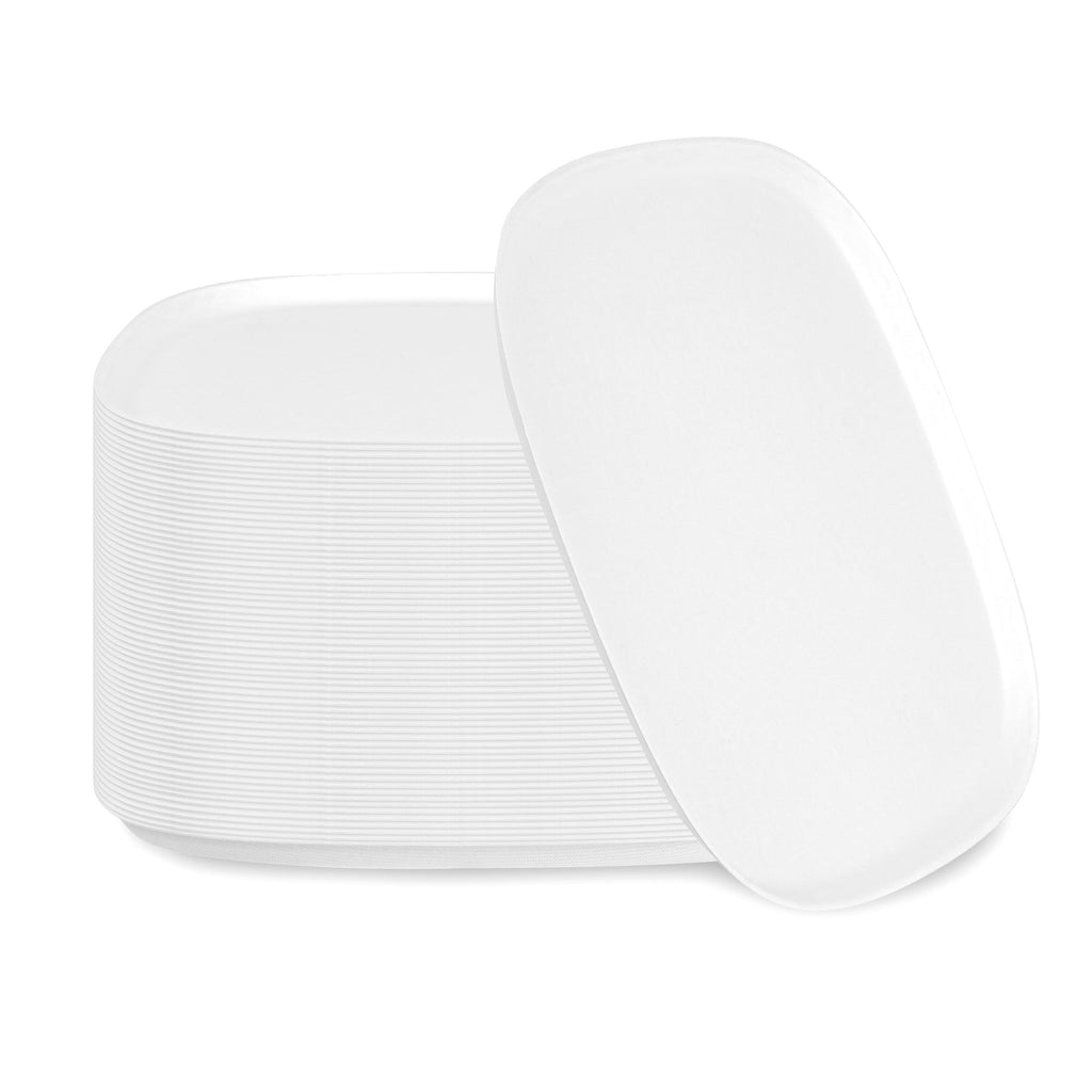 Pulp Safe Modular No PFAS Added White Sugarcane / Bagasse Plate - Home Compostable - 11 3/4" x 11 3/4" x 1/2" - 25 count box