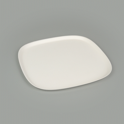 Pulp Safe Modular No PFAS Added White Sugarcane / Bagasse Plate - Home Compostable - 11 3/4" x 11 3/4" x 1/2" - 25 count box
