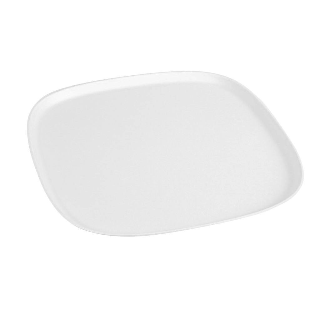 Pulp Safe Modular No PFAS Added White Sugarcane / Bagasse Plate - Home Compostable - 11 3/4" x 11 3/4" x 1/2" - 25 count box