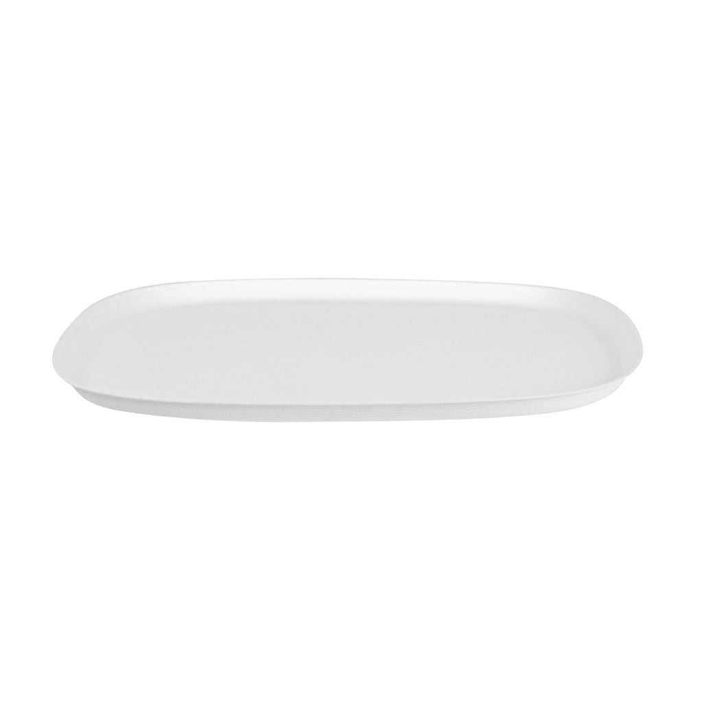 Pulp Safe Modular No PFAS Added White Sugarcane / Bagasse Plate - Home Compostable - 11 3/4" x 11 3/4" x 1/2" - 100 count box