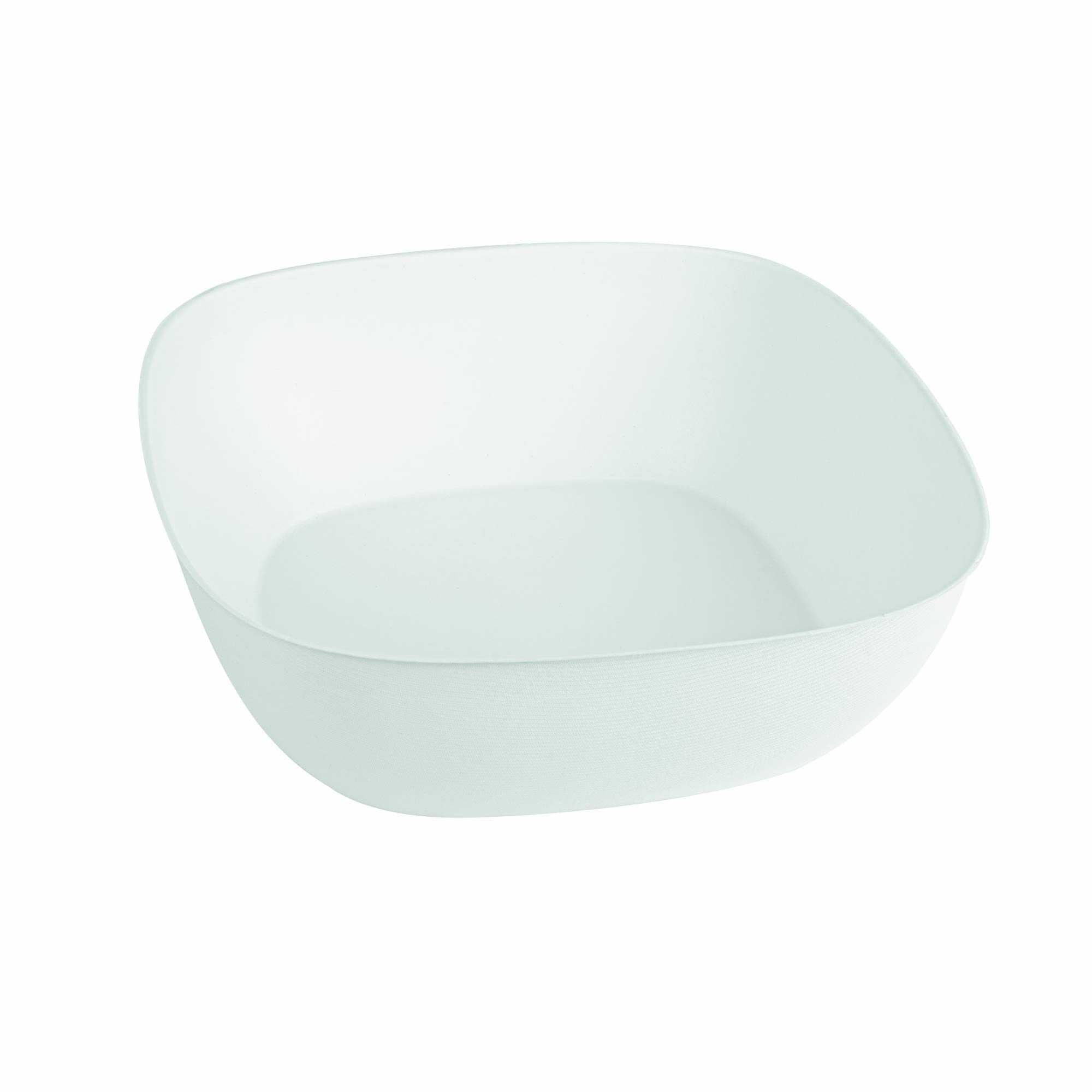 Pulp Safe Modular No PFAS Added 190 oz White Sugarcane / Bagasse Bowl - Home Compostable - 11 3/4" x 11 3/4" x 4" - 100 count box