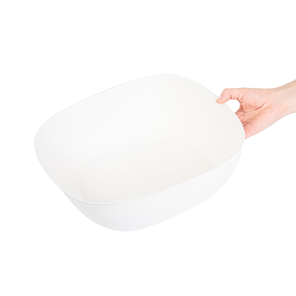 Pulp Safe Modular No PFAS Added 190 oz White Sugarcane / Bagasse Bowl - Home Compostable - 11 3/4" x 11 3/4" x 4" - 25 count box